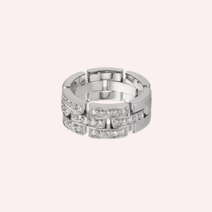 Pre-Owned Maillon Panthère de Cartier Triple-Row Half-Pavé Diamond Ring