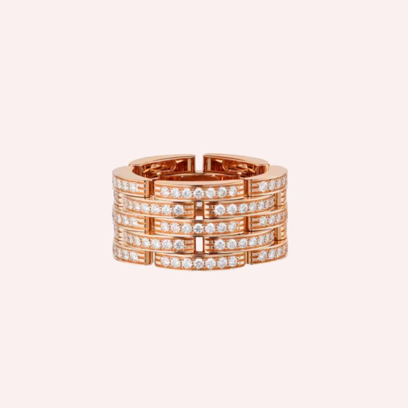 Pre-Owned Cartier Maillon Panthère Five-Row Pavé Ring with Diamonds