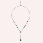 Pre-Owned Cartier En Équilibre Pavé Necklace in White Gold with Emeralds, Diamonds, and Onyx
