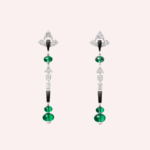 Pre-Owned Cartier En Équilibre Pavé Earrings in White Gold with Emeralds, Diamonds, and Onyx