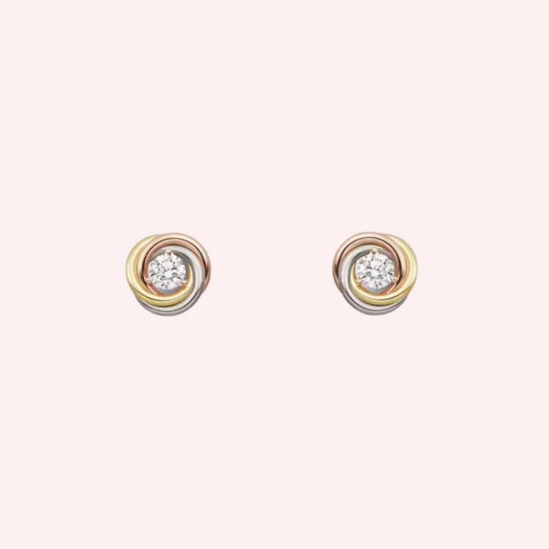 Pre-Owned Cartier Trinity Stud Earrings with Diamonds