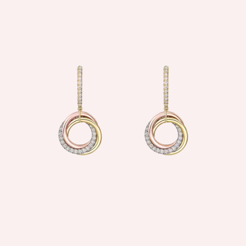 Pre-Owned Cartier Trinity Half-Pavé Earrings