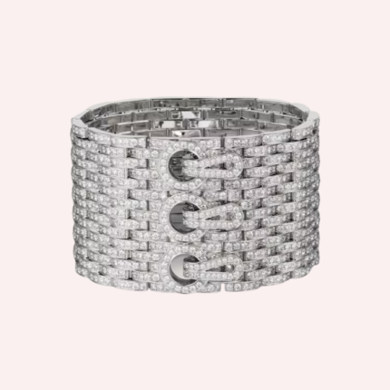 Pre-Owned Cartier Agrafe Pavé Cuff Bracelet in 18K White Gold