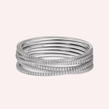 Pre-Owned Étincelle de Cartier Half-Pavé Diamond Bracelet in 18K White Gold