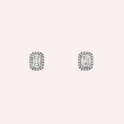Pre-Owned Cartier Destinée Pavé Emerald-Cut Diamond Stud Earrings