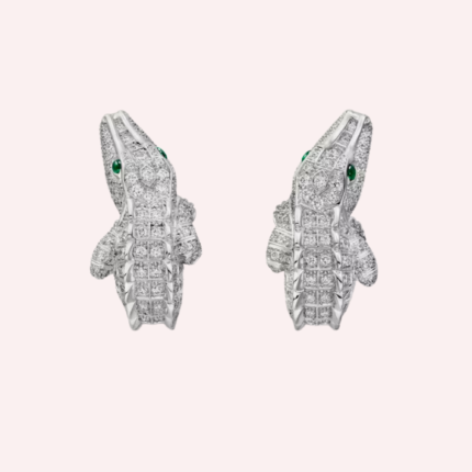 Pre-Owned Cartier Faune et Flore Pavé Diamond and Emerald Earrings