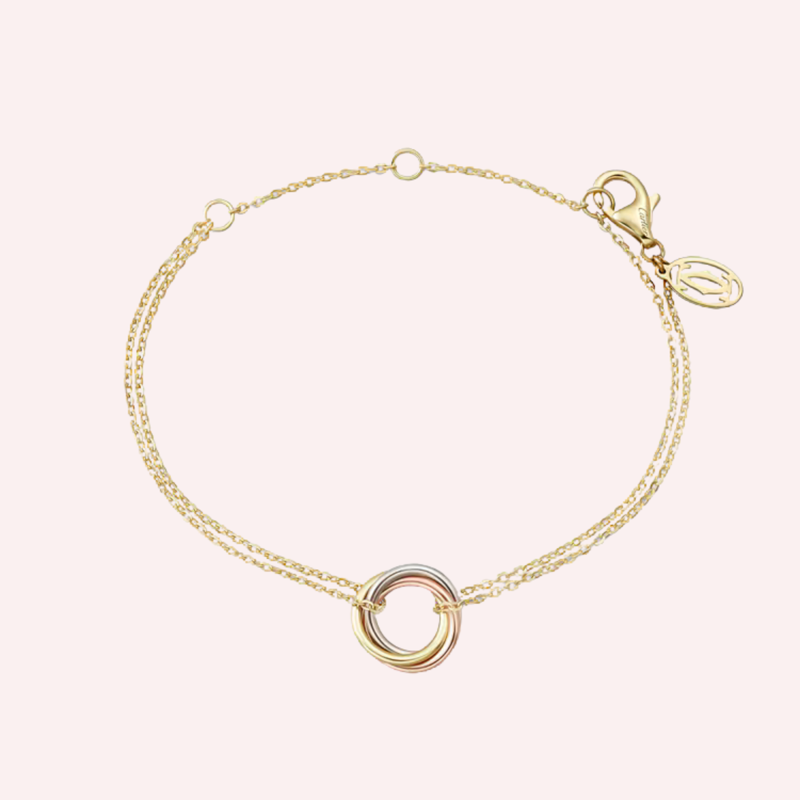 Pre-Owned Cartier Trinity Chain Bracelet in 18K White, Rose & Yellow Gold Pre-Owned Cartier Trinity Chain Bracelet in 18K White, Rose & Yellow Gold