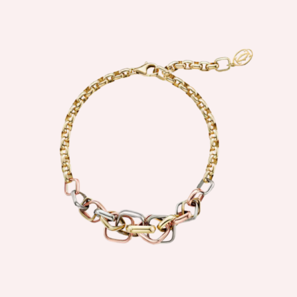 Pre-Owned Cartier Trinity Cushion-Shaped Bracelet on Chain in 18K White, Rose & Yellow Gold
