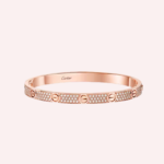 Pre-Owned Cartier LOVE Medium Model Pavé Bracelet in Rose Gold with Diamonds