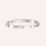 Pre-Owned Cartier LOVE Medium Model Bracelet in White Gold with 4 Diamonds