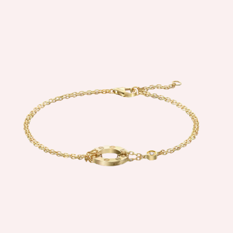 Pre-Owned Cartier LOVE Bracelet on Chain in Yellow Gold with 2 Diamonds