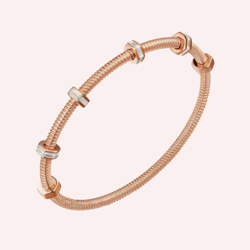 Pre-Owned Cartier Écrou de Cartier Diamond Bracelet in 18K Rose Gold
