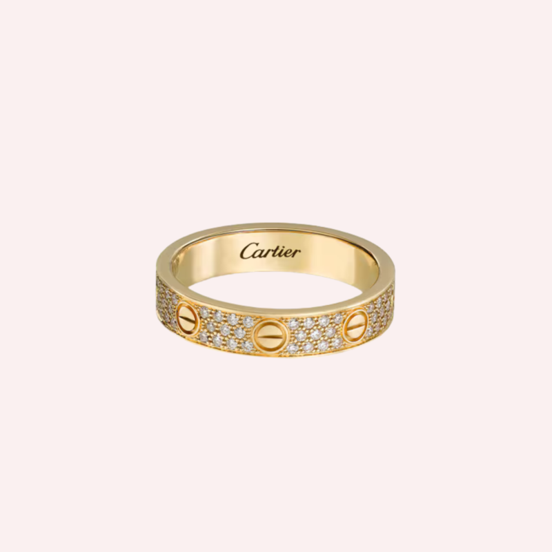 Pre-Owned Cartier LOVE Small Pavé Diamond Ring in 18K Yellow Gold