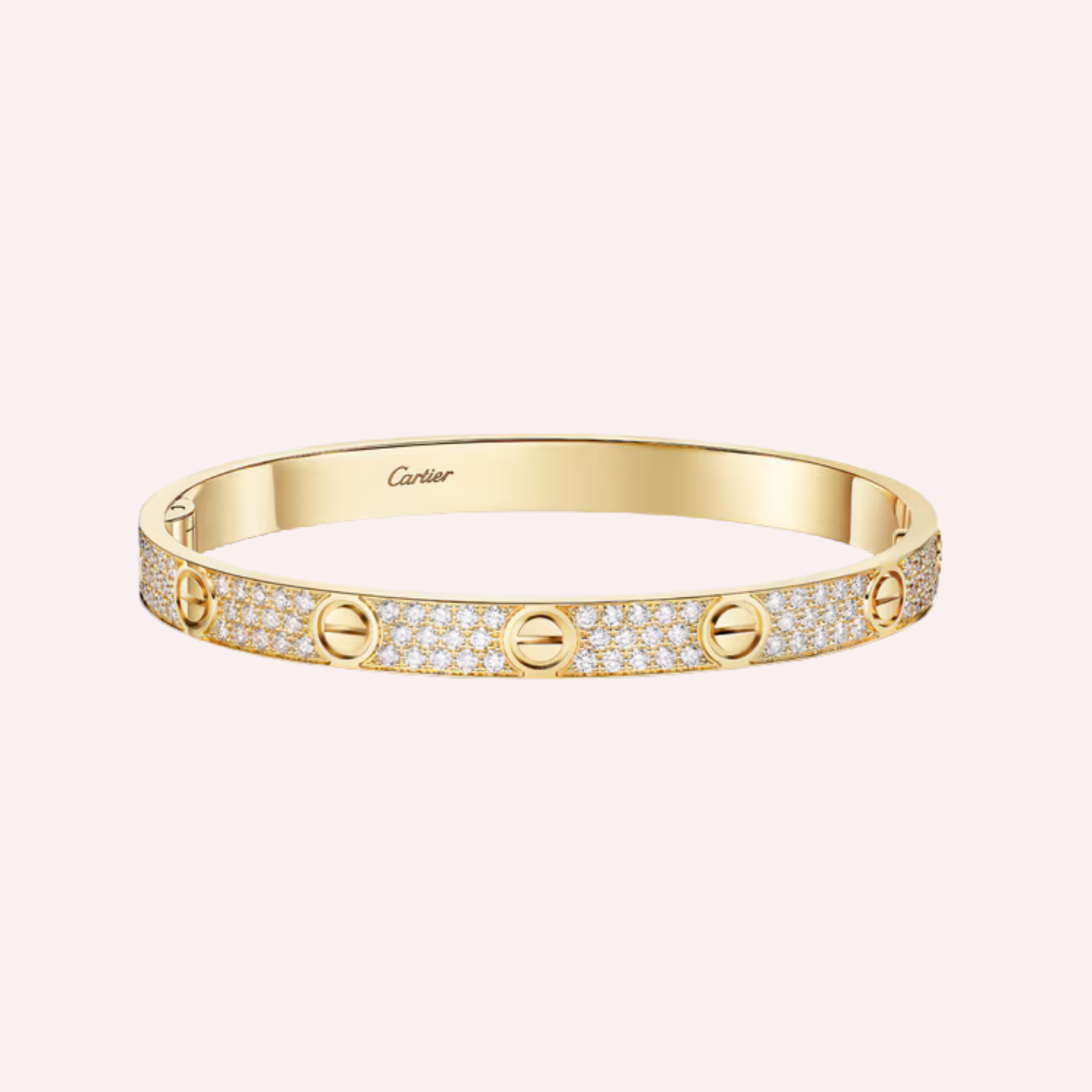 Pre-Owned Cartier LOVE Classic Model Pavé Bracelet in Yellow Gold with Diamonds Pre-Owned Cartier LOVE Classic Model Pavé Bracelet in Yellow Gold with Diamonds