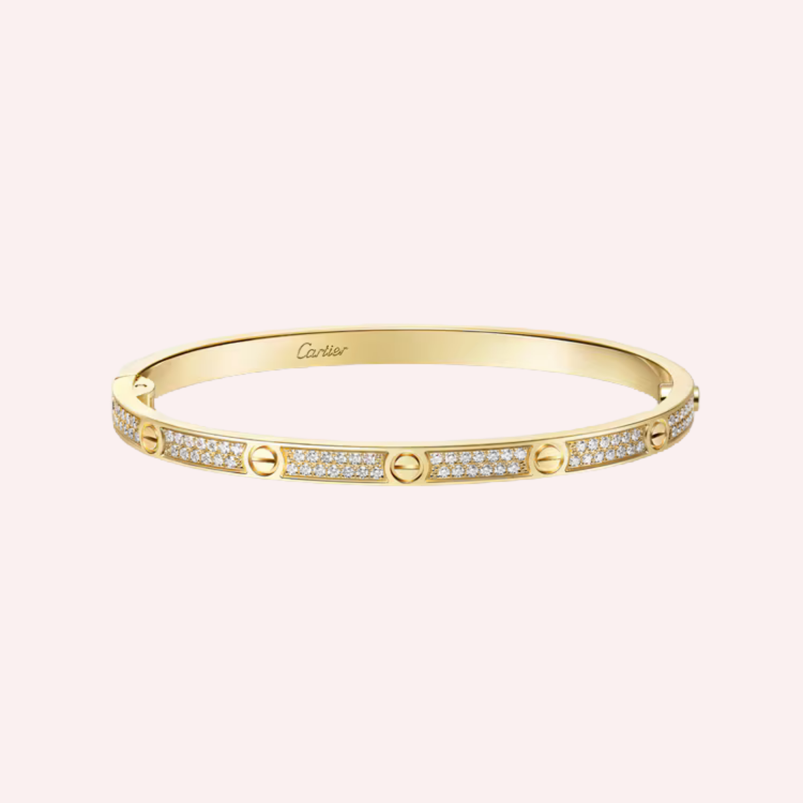 Pre-Owned Cartier LOVE Small Model Pavé Bracelet in Yellow Gold with Diamonds Pre-Owned Cartier LOVE Small Model Pavé Bracelet in Yellow Gold with Diamonds
