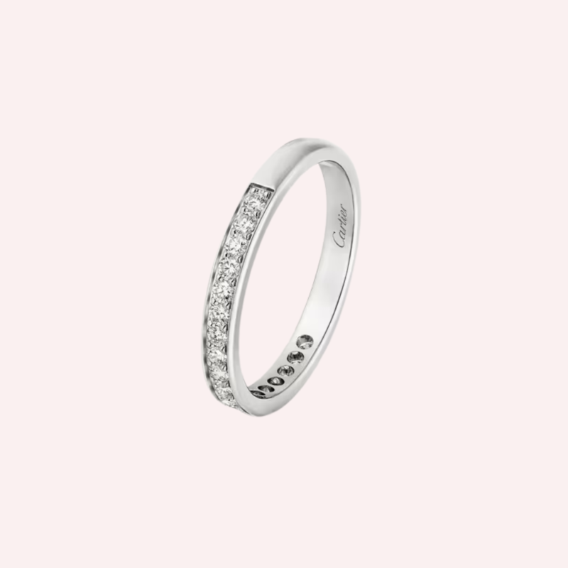 Pre-Owned Cartier 1895 Half-Pavé Wedding Band in Platinum with Diamonds – 2.6 mm