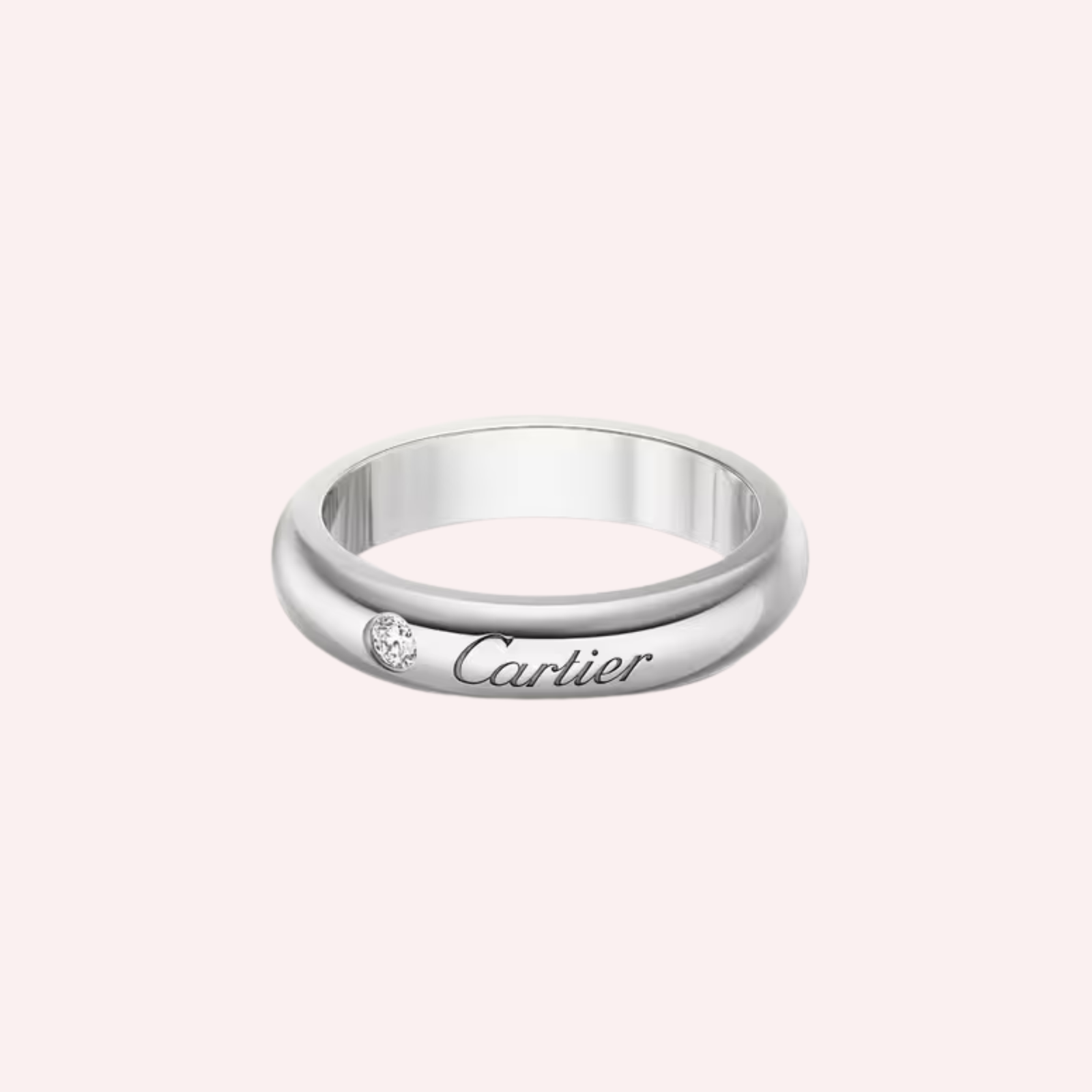 Pre-Owned Cartier C de Cartier Wedding Band in Platinum with 2 Diamonds – 3 mm Pre-Owned Cartier C de Cartier Wedding Band in Platinum with 2 Diamonds – 3 mm