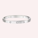Pre-Owned Cartier LOVE Classic Model Pavé Bracelet in White Gold with Diamonds