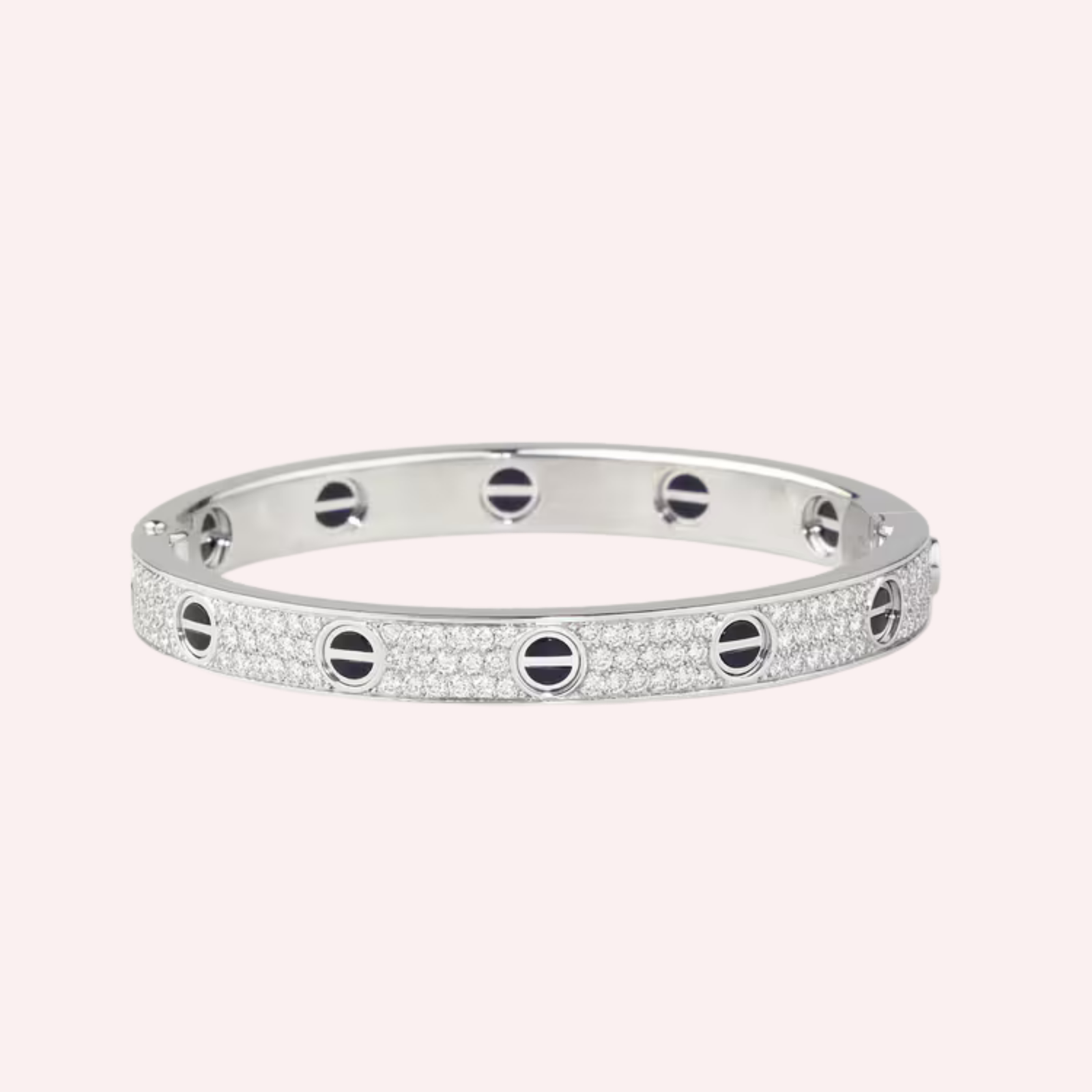 Pre-Owned Cartier LOVE Classic Model Pavé Bracelet in White Gold with Black Ceramic and Diamonds Pre-Owned Cartier LOVE Classic Model Pavé Bracelet in White Gold with Black Ceramic and Diamonds