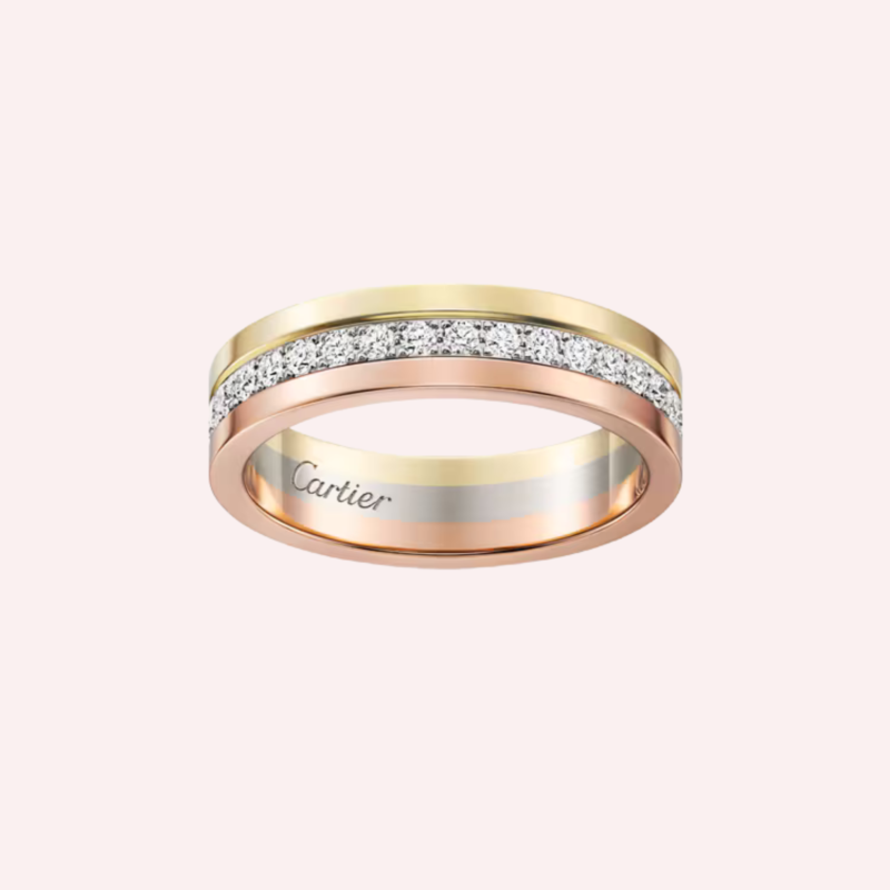 Pre-Owned Cartier Vendôme Louis Cartier Pavé Wedding Band in 18K Gold with Diamonds – 4.8 mm