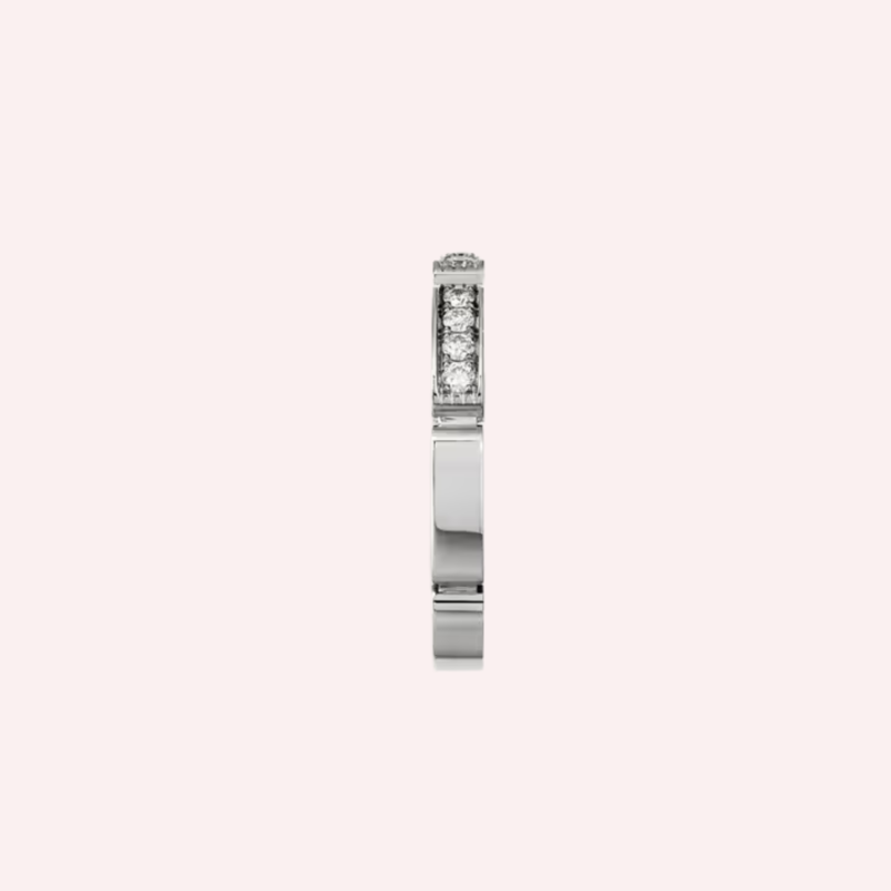 Pre-Owned Cartier Maillon Panthère Half-Paved Wedding Band in 18K White Gold with Diamonds