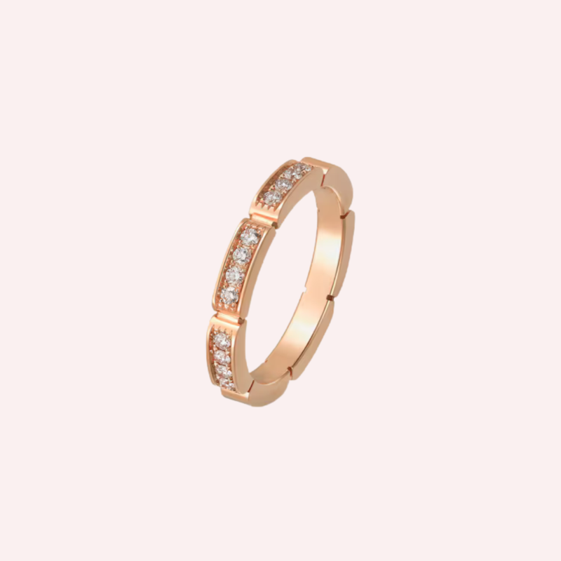 Pre-Owned Cartier Maillon Panthère Half-Paved Wedding Band in 18K Rose Gold with Diamonds