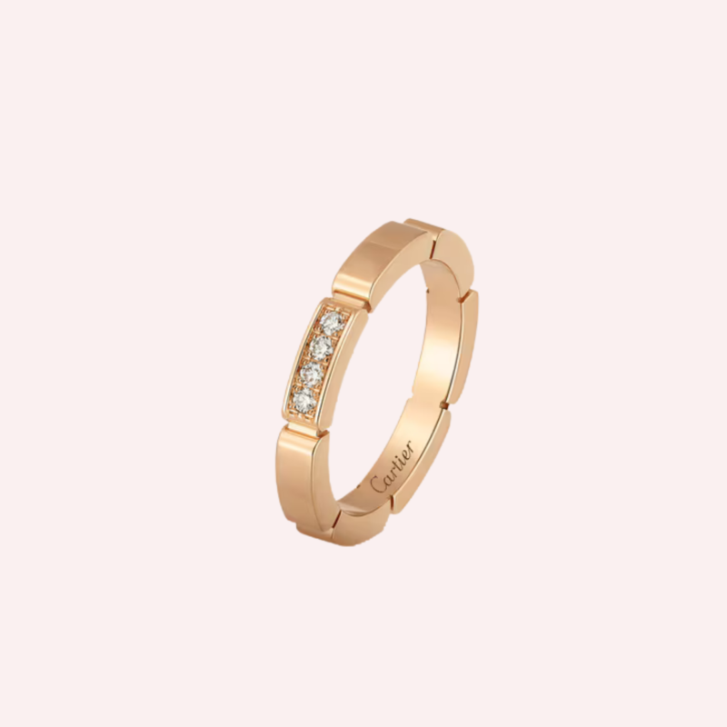 Pre-Owned Cartier Maillon Panthère Wedding Ring in 18K Rose Gold with Diamonds