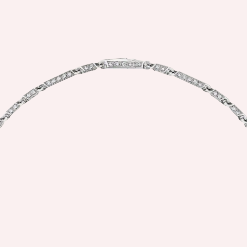 Pre-Owned Cartier Panthère de Cartier Long Multi-Wear Pavé Necklace, Large Model, in 18K White Gold with Diamonds, Rubies, Emeralds, and Onyx