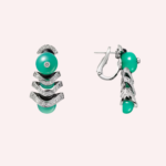 Pre-Owned Cartier Géométrie & Contrastes Chrysoprase Pavé Earrings in 18K White Gold with Diamonds and Onyx - Image 2