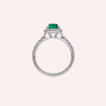 Pre-Owned Cartier Destinée Solitaire Cushion-Cut Emerald Pavé Ring in Platinum - Image 2