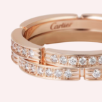 Pre-Owned Cartier Maillon Panthère Double Row Half-Pavé Wedding Band with Diamonds in 18K Rose Gold - Image 3