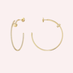 Pre-Owned Cartier Juste un Clou Large Pavé Hoop Earrings with Diamonds in 18K Yellow Gold - Image 3