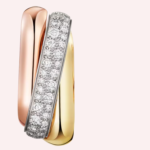 Pre-Owned Cartier Trinity Cushion-Shaped Half-Pavé Earrings with Diamonds in 18K White, Rose & Yellow Gold - Image 3