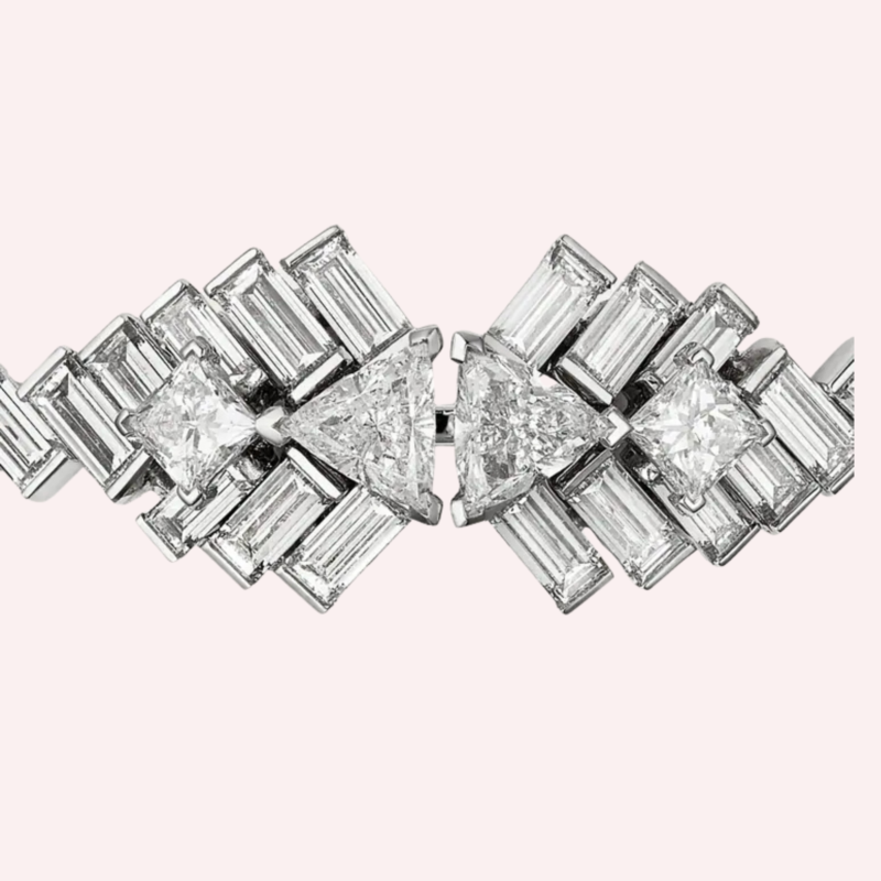 Pre-Owned Reflection de Cartier Bracelet in White Gold with Baguette-, Princess-, and Trilliant-Cut Diamonds