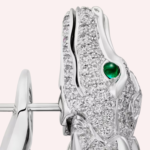 Pre-Owned Cartier Faune et Flore Pavé Diamond and Emerald Earrings in 18K White Gold - Image 2