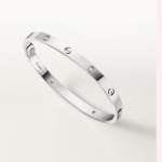 Pre-Owned Cartier LOVE Medium Model Bracelet in White Gold with 4 Diamonds - Image 2