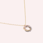 Pre-Owned Trinity Paved Pendant Necklace, 18K White, Rose & Yellow Gold - Image 2