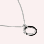 Pre-Owned Trinity Pendant Necklace with Black Ceramic and Diamonds, 18K White Gold - Image 4