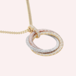 Pre-Owned Trinity Pendant Necklace, Large Model, Fully Paved, 18K White, Rose & Yellow Gold - Image 4