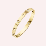 Pre-Owned Cartier LOVE Classic Model Brushed Bracelet in Yellow Gold with 4 Diamonds - Image 2