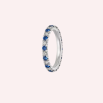 Pre-Owned Cartier Étincelle de Cartier Pavé Wedding Band in Platinum with Diamonds & Sapphires – 2.6 mm - Image 4