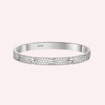 Pre-Owned Cartier LOVE Classic Model Bracelet in White Gold with 4 Diamonds - Image 2