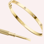 Pre-Owned Cartier LOVE Small Model Bracelet in Yellow Gold with 10 Diamonds - Image 3