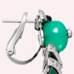 Pre-Owned Cartier Géométrie & Contrastes Chrysoprase Pavé Earrings in 18K White Gold with Diamonds and Onyx - Image 3