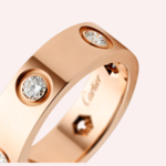 Pre-Owned Cartier LOVE Classic Ring with 6 Diamonds in 18K Rose Gold - Image 3