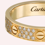 Pre-Owned Cartier LOVE Small Model Pavé Ring in 18K Yellow Gold with Diamonds - Image 3