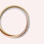 Pre-Owned Cartier Trinity Small Model Half-Pavé Ring in White, Rose, and Yellow Gold - Image 3