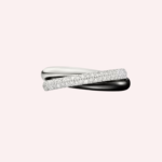 Pre-Owned Cartier Trinity Ceramic Small Model Half-Pavé Ring in White Gold and Black Ceramic - Image 3