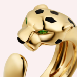 Pre-Owned Cartier Panthère de Cartier Medium Model Ring in 18K Yellow Gold with Onyx, Black Lacquer, and Tsavorite Garnets - Image 3