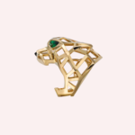 Pre-Owned Panthère de Cartier Ring in 18K Yellow Gold with Tsavorite Garnets and Onyx - Image 3